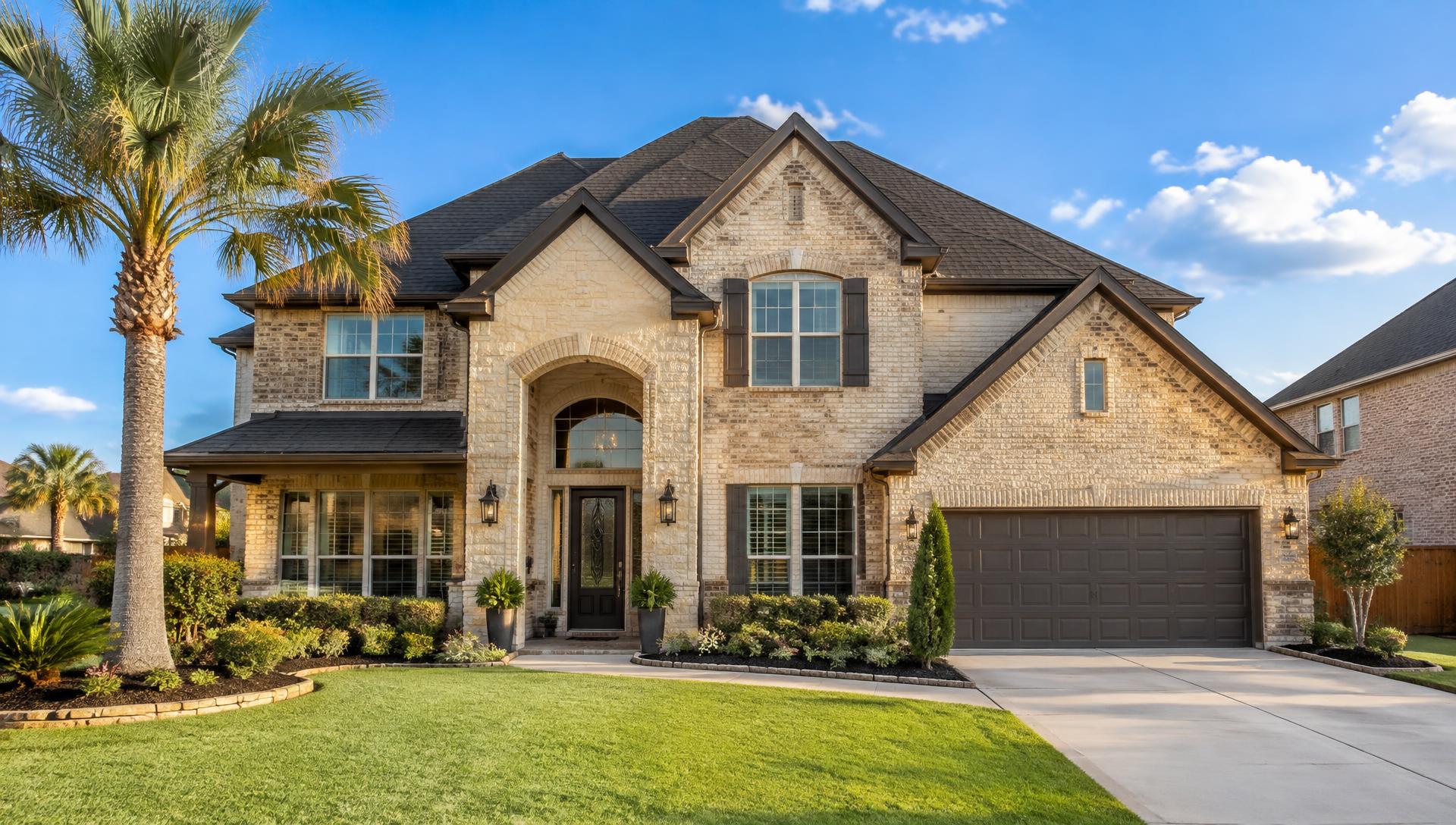 Two-story home with a new shingle roof in League City, Texas